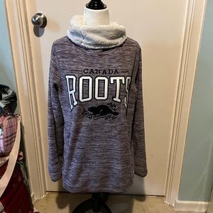 ROOTS SOFT AND COZY PURPLE COWL NECK SWEATER